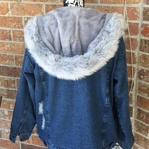 NEW Denim and Fur Coat